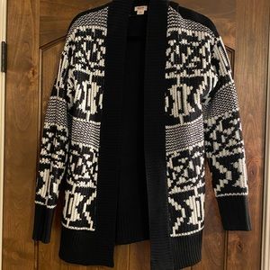 Tribal Pattern Black Cardigan